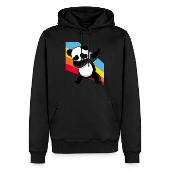 Retro Vintage Style Pop Art Dabbing Dab Panda Bär - Männer Premium Bio Hoodie - Schwarz - Vorne - Nico (187cm)