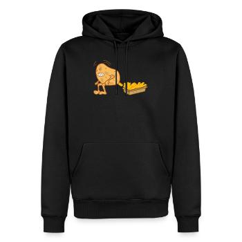 Pommes Fries Kackende Kartoffel - Männer Premium Bio Hoodie - Schwarz - Vorne - Nico (187cm)