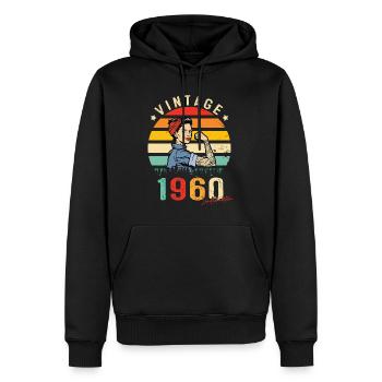 1960 Vintage Édition limitée Cadeau Femmes - Sweat à capuche Premium bio Homme - noir - Devant - Nico (187cm)