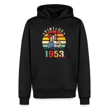 1953 Vintage Édition limitée Cadeau Femmes - Sweat à capuche Premium bio Homme - noir - Devant - Nico (187cm)