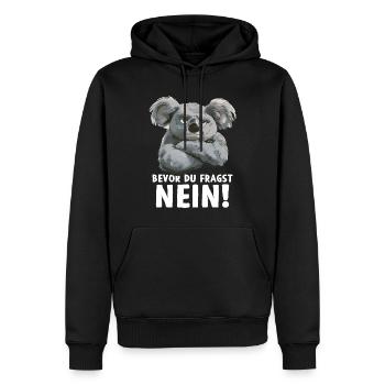 Koala mignon Koala ours avant que je demande non - Sweat à capuche Premium bio Homme - noir - Devant - Nico (187cm)