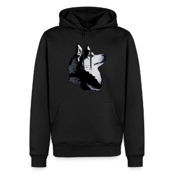 Husky Kopf - Männer Premium Bio Hoodie - Schwarz - Vorne - Nico (187cm)