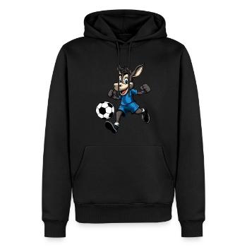 Esel Fussball (blau) - Männer Premium Bio Hoodie - Schwarz - Vorne - Nico (187cm)