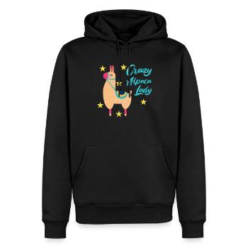 Crazy Alpaca Lady Alpaka - Men’s Premium Organic Hoodie - black - Front - Nico (187cm)
