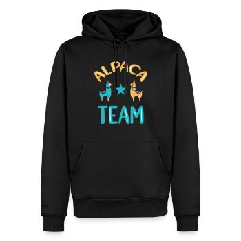Alpaca Team Lustiges Alpaka - Männer Premium Bio Hoodie - Schwarz - Vorne - Nico (187cm)