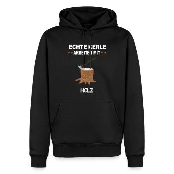 Echte Kerle.., lustiges Schreiner Wald Holz - Männer Premium Bio Hoodie - Schwarz - Vorne - Nico (187cm)