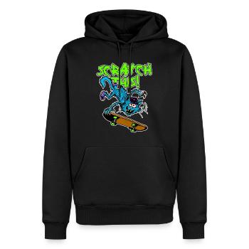 Scratch This! Punk Skater Cat - Men’s Premium Organic Hoodie - black - Front - Nico (187cm)