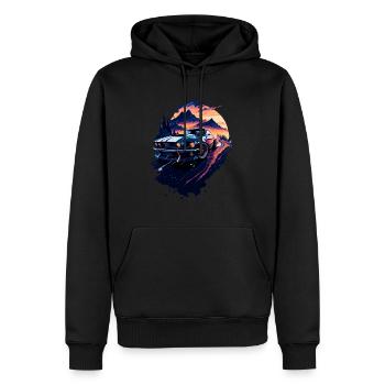 Voiture de sport classique - Sweat à capuche Premium bio Homme - noir - Devant - Nico (187cm)