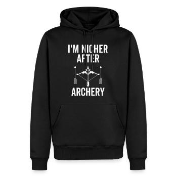 Archer Bowhunter I'm Nicher After Archery Target - Sweat à capuche Premium bio Homme - noir - Devant - Nico (187cm)