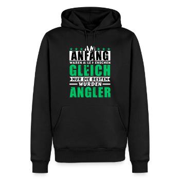 Am Anfang waren alle gleich - Angler Edition - Männer Premium Bio Hoodie - Schwarz - Vorne - Nico (187cm)