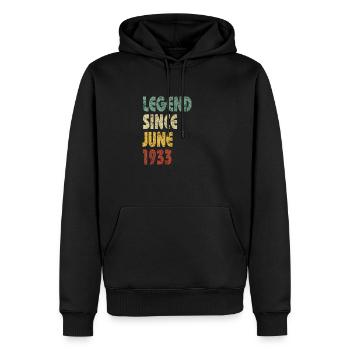 Retro-Legende seit Juni 1933 Lustiges Zitat Slogan - Männer Premium Bio Hoodie - Schwarz - Vorne - Nico (187cm)