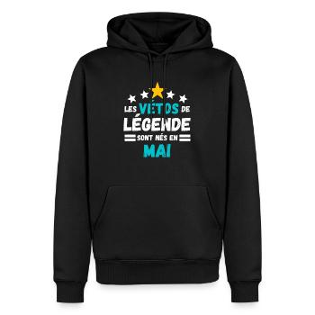 Les vétos de légende sont nés en mai - Sweat à capuche Premium bio Homme - noir - Devant - Nico (187cm)
