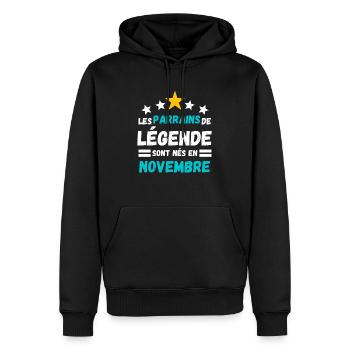 Les parrains de légende sont nés en novembre - Sweat à capuche Premium bio Homme - noir - Devant - Nico (187cm)