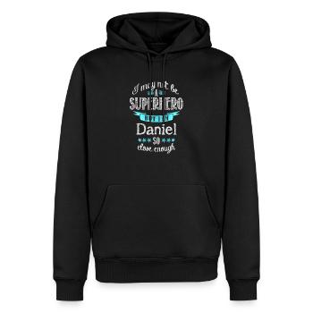 Daniel - Männer Premium Bio Hoodie - Schwarz - Vorne - Nico (187cm)