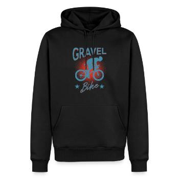 GRAVEL vélo de route vélo de cyclisme motif - Sweat à capuche Premium bio Homme - noir - Devant - Nico (187cm)