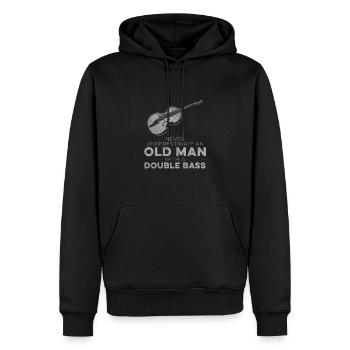 Les contrebassistes ne sous-estiment jamais un jeu de mots de vieil homme - Sweat à capuche Premium bio Homme - noir - Devant - Nico (187cm)