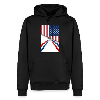 USA Assyrie Drapeau Assyrien Double Citoyen Américain - Sweat à capuche Premium bio Homme - noir - Devant - Nico (187cm)
