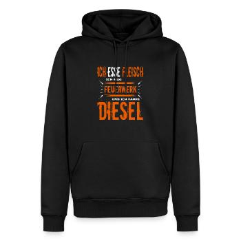Stolzer Dieselfahrer und Fleischesser Spruch - Männer Premium Bio Hoodie - Schwarz - Vorne - Nico (187cm)