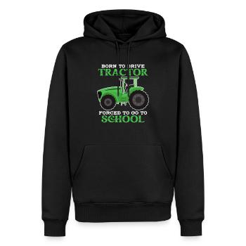 Geboren, Um Traktoren Zu Fahren, Gezwungen, Zur - Männer Premium Bio Hoodie - Schwarz - Vorne - Nico (187cm)