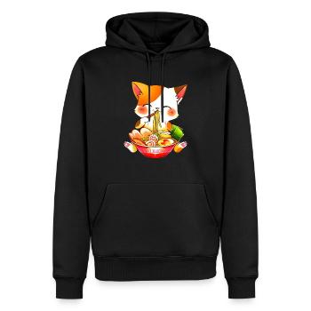 Ramen Cat Anime Japonais - Sweat à capuche Premium bio Homme - noir - Devant - Nico (187cm)