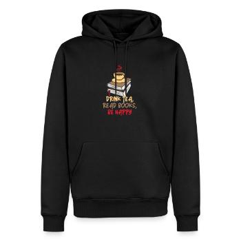 Boire du thé Lire des livres Être heureux - Sweat à capuche Premium bio Homme - noir - Devant - Nico (187cm)