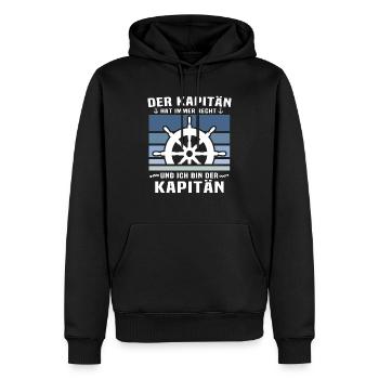 Kapitän Boot Käptn Sprüche Kapitaen - Männer Premium Bio Hoodie - Schwarz - Vorne - Nico (187cm)