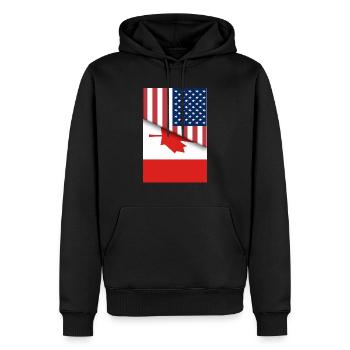 États-Unis Canada Drapeau canadien Double citoyenneté américaine - Sweat à capuche Premium bio Homme - noir - Devant - Nico (187cm)