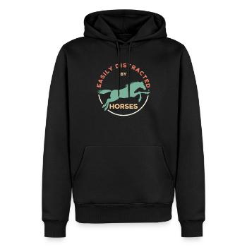 Facilement distrait par les chevaux Cavaliers Chevaux - Sweat à capuche Premium bio Homme - noir - Devant - Nico (187cm)