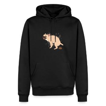 FRENCHIE kackt Kackhaufen - Männer Premium Bio Hoodie - Schwarz - Vorne - Nico (187cm)