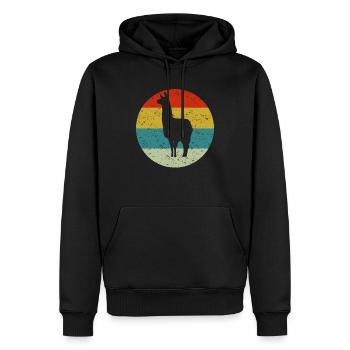 Lama - Männer Premium Bio Hoodie - Schwarz - Vorne - Nico (187cm)