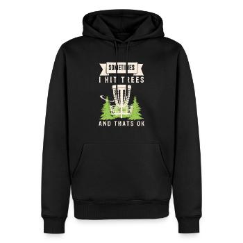 Disc Golf Trees Don't Care About Your Feelingss - Men’s Premium Organic Hoodie - black - Front - Nico (187cm)