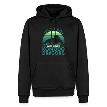 Juste un garçon qui aime les dragons de Komodo - Dragon de Komodo - Sweat à capuche Premium bio Homme - noir - Devant - Nico (187cm)