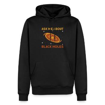 Posez-moi des questions sur les trous noirs - Astronome des trous noirs - Sweat à capuche Premium bio Homme - noir - Devant - Nico (187cm)