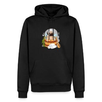 Pug Sauna Bien-être - Sweat à capuche Premium bio Homme - noir - Devant - Nico (187cm)