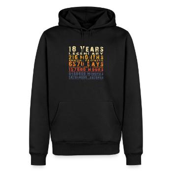 18 years legendary, ingenious, grandiose, birthday - Men’s Premium Organic Hoodie - black - Front - Nico (187cm)