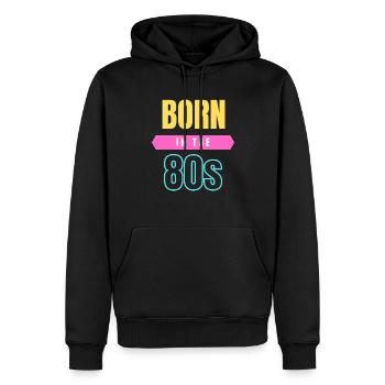 Né dans les années 80 - Sweat à capuche Premium bio Homme - noir - Devant - Nico (187cm)