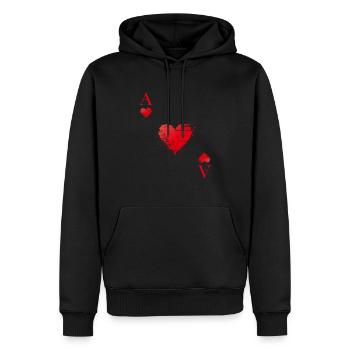 Jeu de cartes à jouer à l’as des cœurs - Sweat à capuche Premium bio Homme - noir - Devant - Nico (187cm)