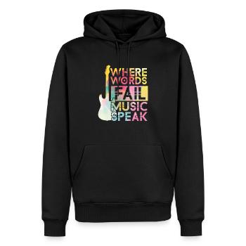 La musique est ce que les sentiments sonnent comme guitariste de guitare - Sweat à capuche Premium bio Homme - noir - Devant - Nico (187cm)