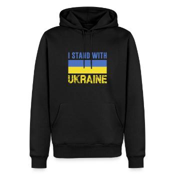 I stand with Ukraine Ukrainische Flagge Frieden - Männer Premium Bio Hoodie - Schwarz - Vorne - Nico (187cm)