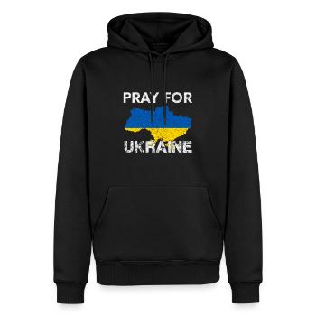 Pray for Ukraine Beten für den Frieden im Osten - Männer Premium Bio Hoodie - Schwarz - Vorne - Nico (187cm)