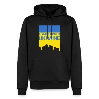 Ich stehe an der Seite der Ukraine mit der Unterstützung der Ukraine Ukrain - Männer Premium Bio Hoodie - Schwarz - Vorne - Nico (187cm)