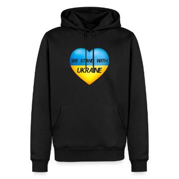 We stand with Ukraine Herz - Flagge der Ukraine - Männer Premium Bio Hoodie - Schwarz - Vorne - Nico (187cm)