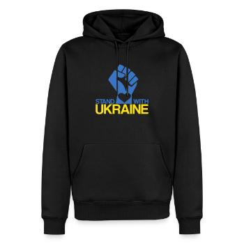 STAND WITH UKRAINE Je Soutien L'Ukraine - Sweat à capuche Premium bio Homme - noir - Devant - Nico (187cm)