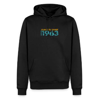 Génial depuis 1963 - Sweat à capuche Premium bio Homme - noir - Devant - Nico (187cm)