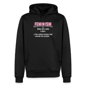 Définition du féminisme Droits des femmes sans restriction - Sweat à capuche Premium bio Homme - noir - Devant - Nico (187cm)