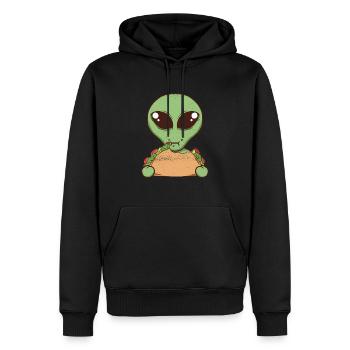Nur hier für die Tacos - Alien Taco Fast Food - Männer Premium Bio Hoodie - Schwarz - Vorne - Nico (187cm)