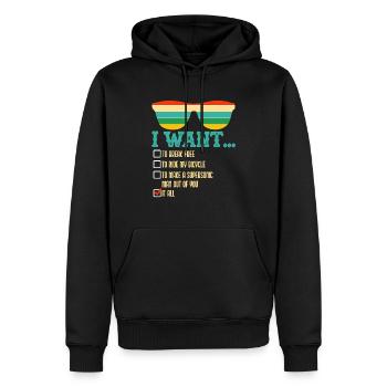 Je veux me libérer pour faire du vélo - Sweat à capuche Premium bio Homme - noir - Devant - Nico (187cm)