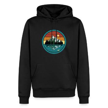 Berge mit Spiegelung - Männer Premium Bio Hoodie - Schwarz - Vorne - Nico (187cm)