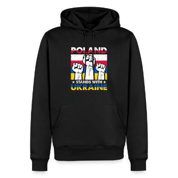 I Stand With Ukraine Poland Stands With Ukraine - Männer Premium Bio Hoodie - Schwarz - Vorne - Nico (187cm)