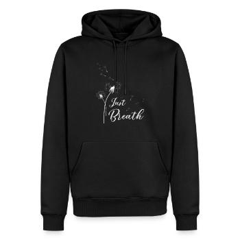 Just Breath - Männer Premium Bio Hoodie - Schwarz - Vorne - Nico (187cm)